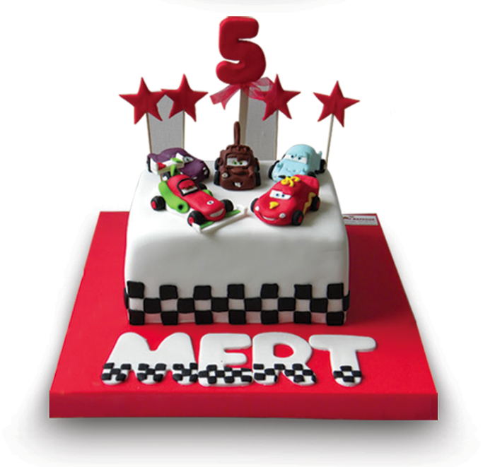 Arabalar Doğum Günü Butik Pastası
